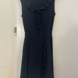 Elegant Navy Ruffle Dress Brooks Brothers